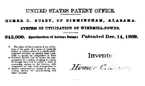 illustration from Homer Busby's US Patent No. 943,000 of Dec. 14, 1909