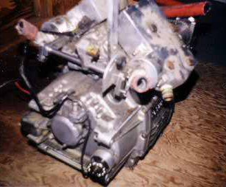 air engine made from Honda V-twin 500cc 4-stroke engine with rotary valve added