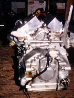 air engine made from Honda V-twin 500cc 4-stroke engine with rotary valve added