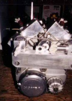 air engine made from Honda V-twin 500cc 4-stroke engine with rotary valve added