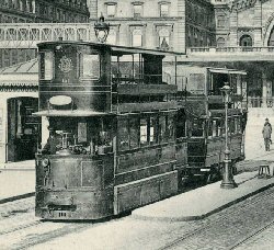 Mekarsky compressed air streetcar in Paris Gare de l'Est 1876-'79