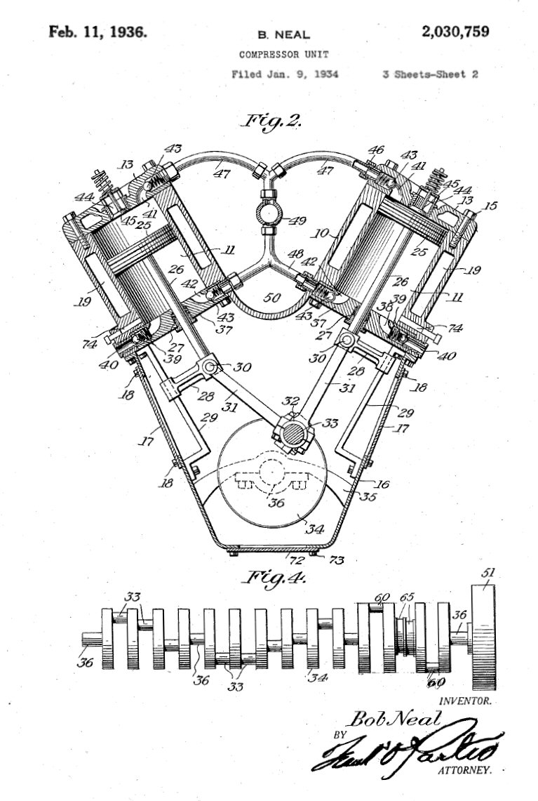 Bob Neal's US Patent 2030759 for Compression Unit, page 2