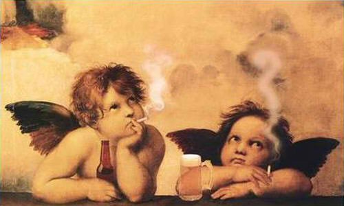 angels guarding their beer