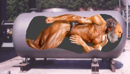 air tank with muscleman inside